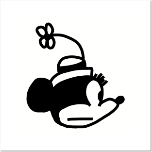 Steamboat Willie Cartoon Girl Mouse Portrait Posters and Art